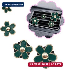 4pcs Flowers Air Vent Clips Car Air Freshener 4 Sizes Green Daisy Flower