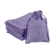10pcs Burlap Bags with Drawstring, 4x5.5" Jewelry Pouches for Party Gift, Purple