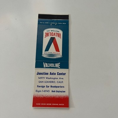 Junction Auto Center Valvoline San Leandro CA Vintage Matchbook Cover TMB44-1