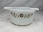 Vintage Glassware Dynaware Pyr-o-rey Brown Floral Individual Casserole Bowl Dish
