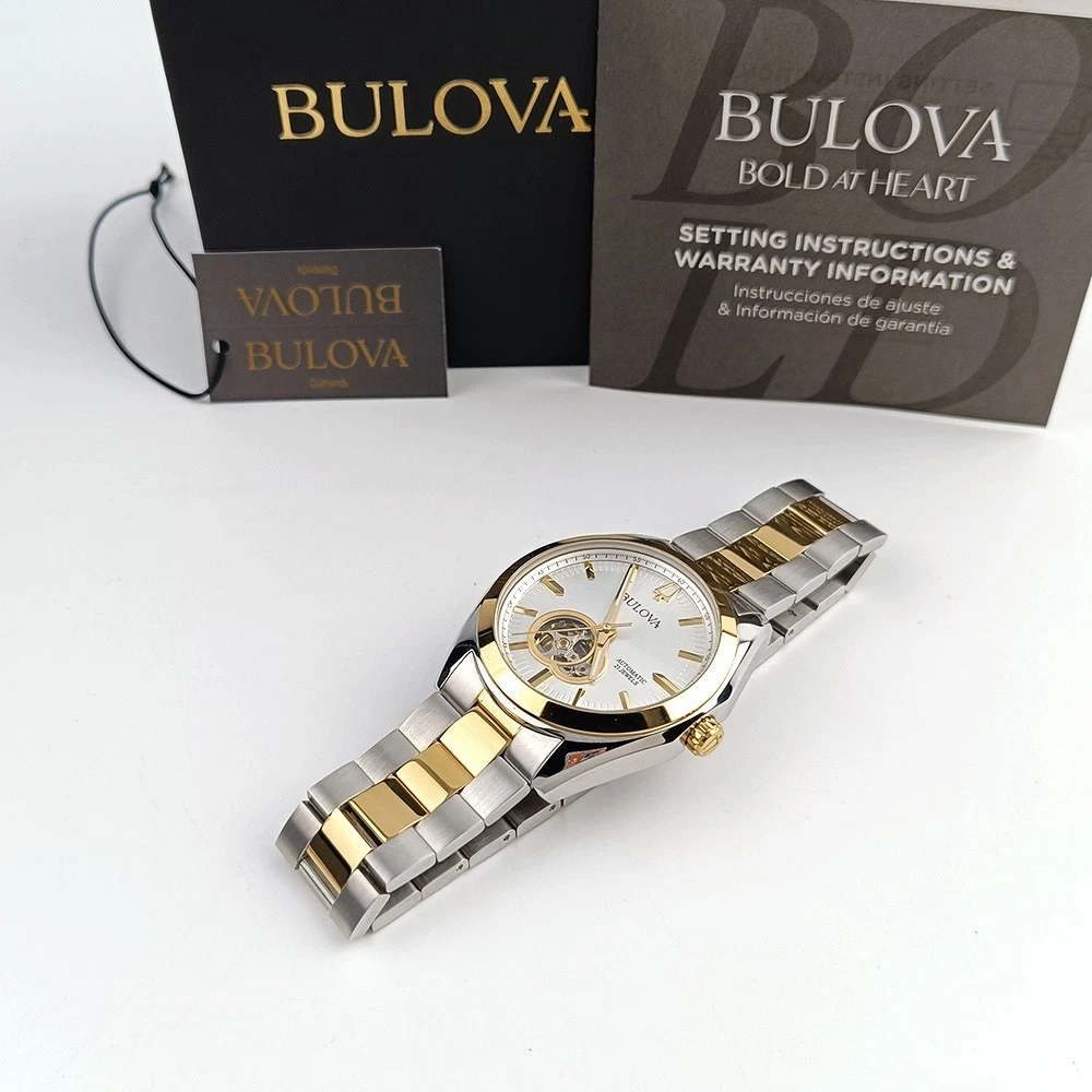 Men's Bulova Surveyor 98A284 Silver-Gold Dial Two-Tone Stainless Automatic Watch - product detail image 10
