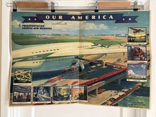 1943 Coca Cola Our America Transportation Large School Poster Americana