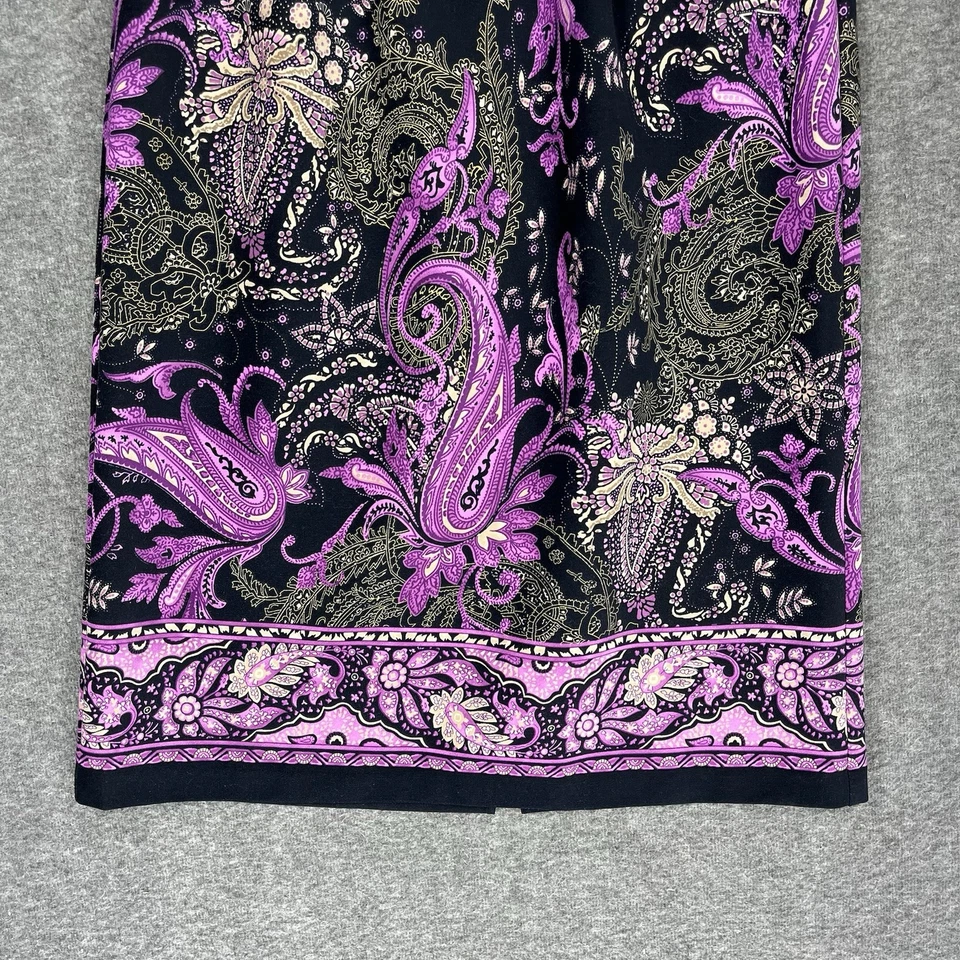 Falda midi vintage hecha a mano 31" cintura talla grande negra púrpura cachemira abertura boho Foto 2 de 4