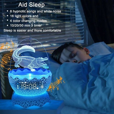 Crocodile Egg Kids Clock | Alarm Clock | 16 Colors Night Light Bluetooth Speaker