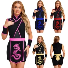 Women Fancy Dress Sleeveless Jumpsuit Ninja Bodysuit Anime Cosplay Night Club