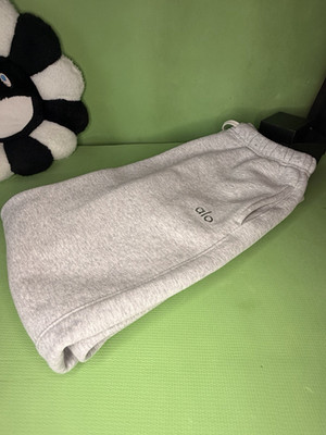 alo Men s L Gray Fleece Cotton Sweatpants Drawstring Elastic Waist Athleisure
