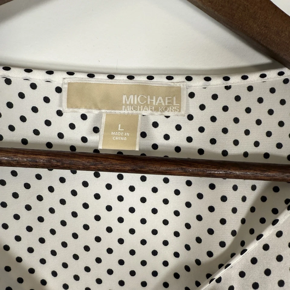 Camisa Michael Kors Mujer Manga 3/4 Lunares Blusa Brillante Carrera Talla Grande Foto 4 de 4