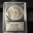 1993 $1 American Silver Eagle PCGS MS69 Edmund C. Moy Signature