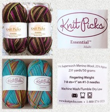 Essential Multi - Knit Picks 75 Superwash Merino Wool/25 Nylon - 2 Colors