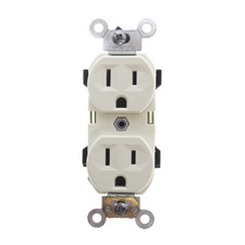 LEVITON BR15-A SELF GROUNDING DUPLEX RECEPTACLE, 15A 125V, 2P, 3W, ALMOND 10 PA