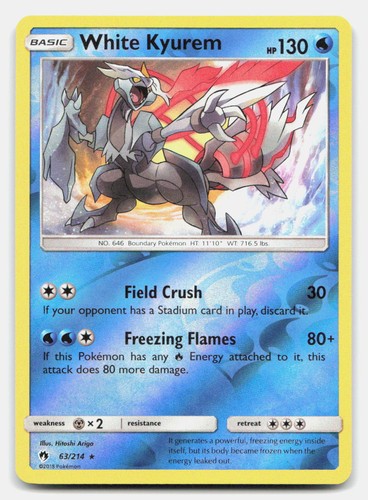 White Kyurem 63/214 Rare Lost Thunder Pokemon Reverse Holo NM