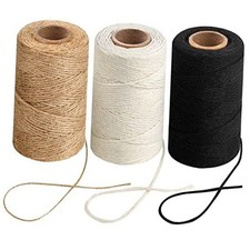 984 Ft Twine String, Natural Jute Twine, 2mm White Cotton 3 Rolls Colorful