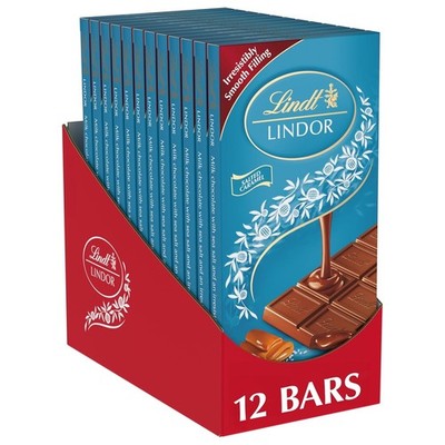 Lindt LINDOR Salted Caramel Milk Chocolate Truffle Bar, 3.5 oz. (12 Pack)