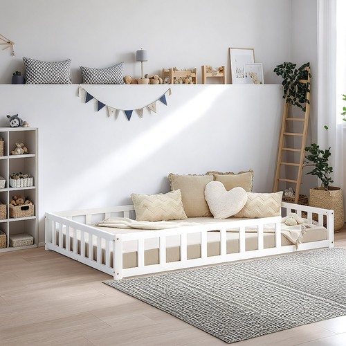 Holzbett 120x200 Kinderbett mit Lattenrost & Matratze Rausfallschutz Homestyle4u - Bild 12 von 12