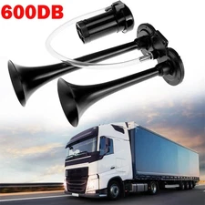 12V Dual Trumpet Super Loud Train Air Horn System Kit For Car Truck Boat Speaker