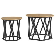 Image of Side Table 2 pcs Engineered Wood and Steel Modern Living Room Sturdy vidaXL