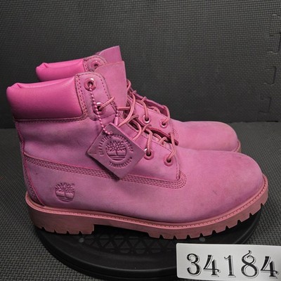Timberland Boots Youth Size 7 Pink Waterproof Nubuck Ankle Lace Up Lug Sole
