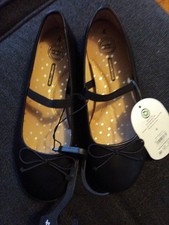 Wonder Nation Shoes Girls Black Ballet Flats Slip On Memory Foam Size 4 New