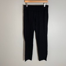 Eileen Fisher black straight leg stretch elastic waist pull on ankle dress pants