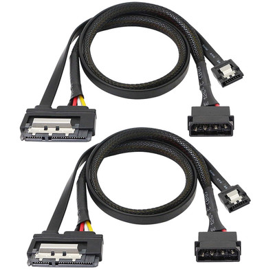 SATA 6G Data Cable, SATA Power 2-In-1 Extension Cord, LP4 IDE 4 Pin to SATA 15P
