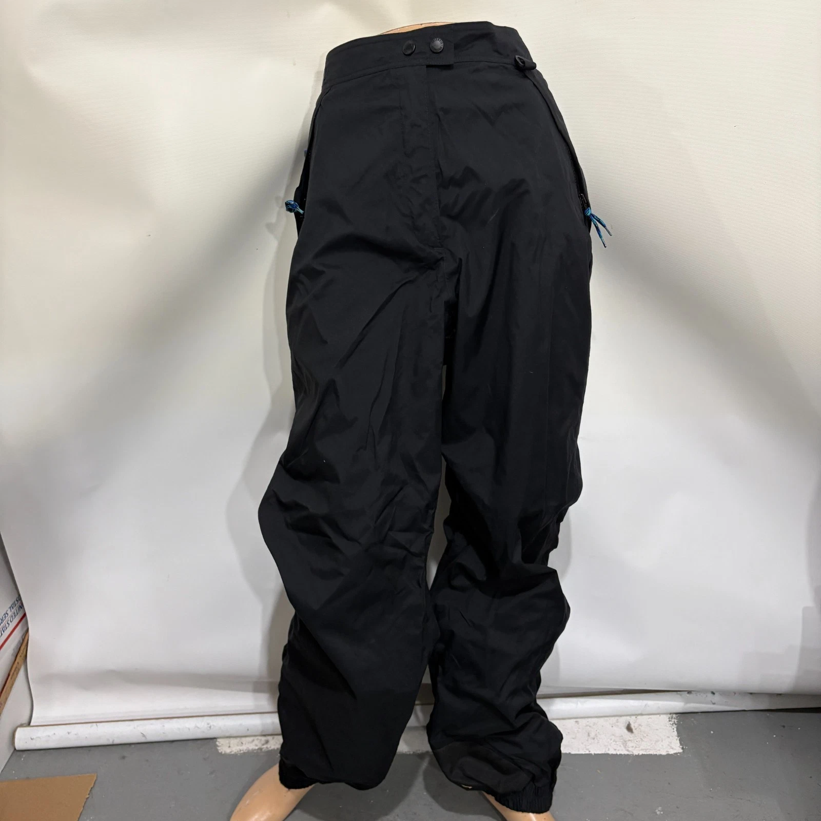 Columbia Women L Black Rain Pants Elastic Waist Waterproof