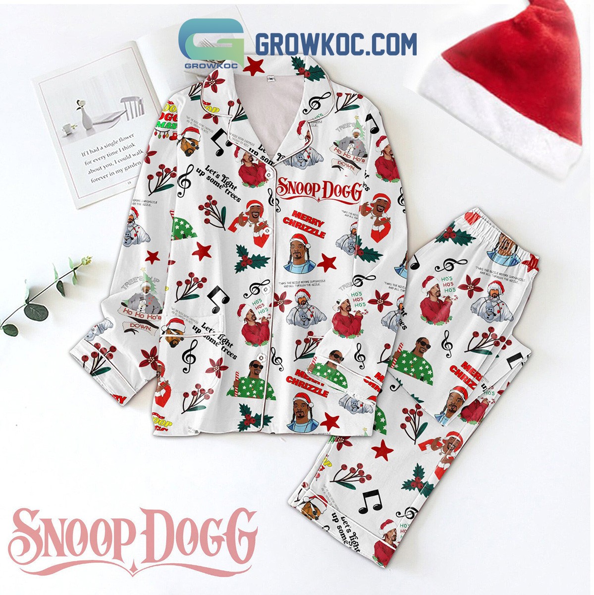 Snoop Dogg Ho Ho Ho Merry Christmas Polyester Pajamas Set