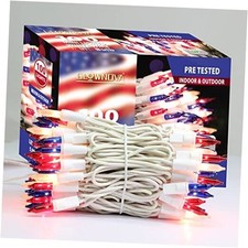 Patriotic String Lights Count 19.6 FT July 4th Mini 100 100 Red White Blue