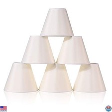 Wellmet Cream White Chandelier Lamp Shades - Set of 6, Clip-On for Candelabra