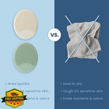 SandT Baby Cradle Cap Bath Brushes Silicone Exfoliating Massaging 2 Pack Sage