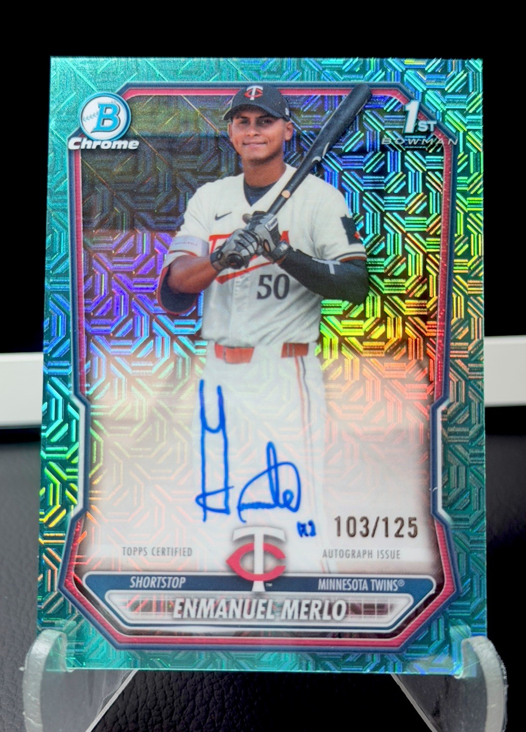 2026 Bowman Chrome Enmanuel Merlo 1st Mojo Aqua /125 Auto #CPA-EMER Twins SP 📈