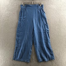 Nicole Miller Pants Womens M Medium Wash Blue Wide Leg Elastic Waist Cargo NEW
