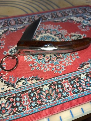 NEW NAVAJA RING PULL D2 Steel POCKET KNIFE Charred Ash Wood  Okapi Style