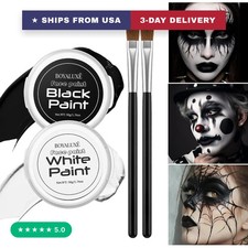 Halloween Black White Face Body Paint with Brush Oil Base Face Painting Kit