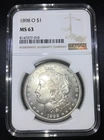 1898-O  $1  MORGAN SILVER DOLLAR  "NEW ORLEANS"  NGC GRADED MS63 8147277-010