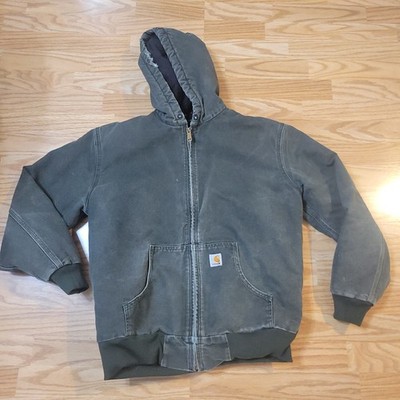 Carhartt Women's Large Reg WJ130- MOS Hooded Canvas Jacket Green Flaws Shown 