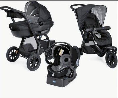 Kinderwagen Chicco Trio Active 3 Jet Black + Auto Fix + Zubehör