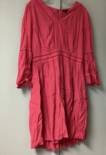 Ann Taylor Women’s Size 10 A Line Coral V Neckline Flare Sleeve Lined Zip Back