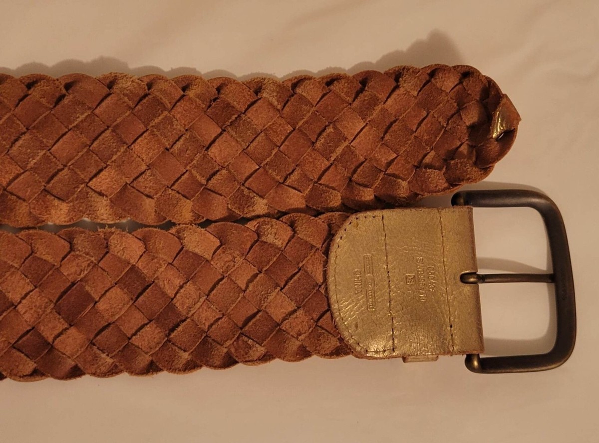 Fossil Vintage Y2k Leather Gold (metallic) Braided Belt Size