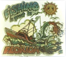 Original Vintage Fishing Is Great In Florida Glitter Iron On Transfer