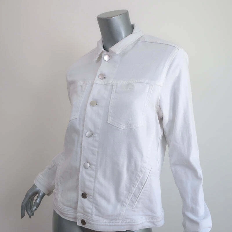 Chaqueta de mezclilla L'Agence Celine blanca de algodón elástico talla grande Foto 2 de 4