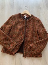 Chico Brown Metallic Tweed Front Open Jacket Sz 1