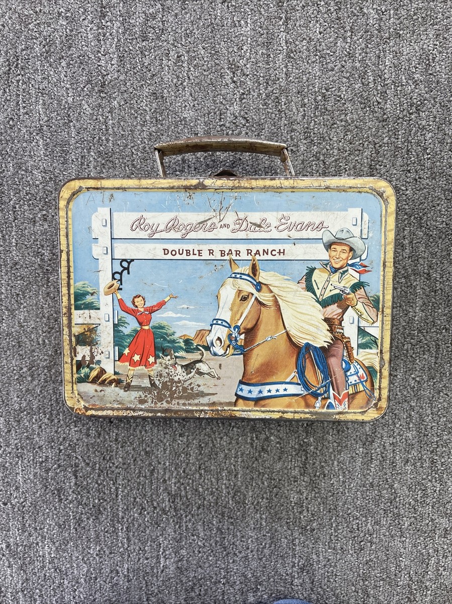 Vintage 50's Roy Rogers and Dale Evans Metal Lunch Box Double R