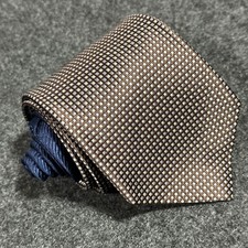 Vintage Tommy Hilfiger grey blue jacquard 2 pattern men's silk tie made in USA