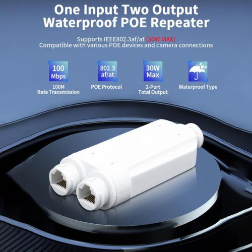 PoE Extender 100Mbps Outdoor IP66 Waterproof 1 Channel PoE BEST Repeater O4Z7 - Picture 1 of 12