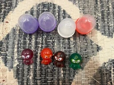 4 Bok Choy Boy Figurines Chinese Collectible Red Purple Green + Snap Containers