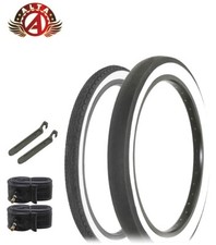 SCHWINN STYLE WHITEWALL SLICK 20X 1.75 S2 W/ 20X 2.125 S2 WIDE SLIK TIRE 6PC SET