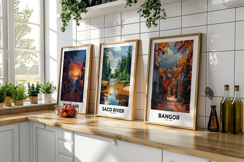 Saco River Maine Vintage Style Travel Poster - Home Decor, Wall Art - Image 4 of 4