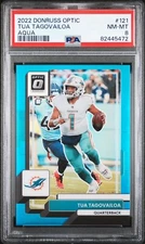 TUA TAGOVAILOA 2022 Panini Donruss Optic Aqua #’d 202/299 Dolphins ~ #121  PSA 8