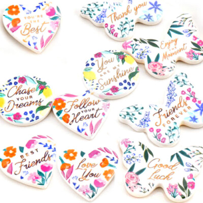 FLORAL KEEPSAKE CERAMIC TOKEN Birthday Friendship Memorable Party Sentiment Gift