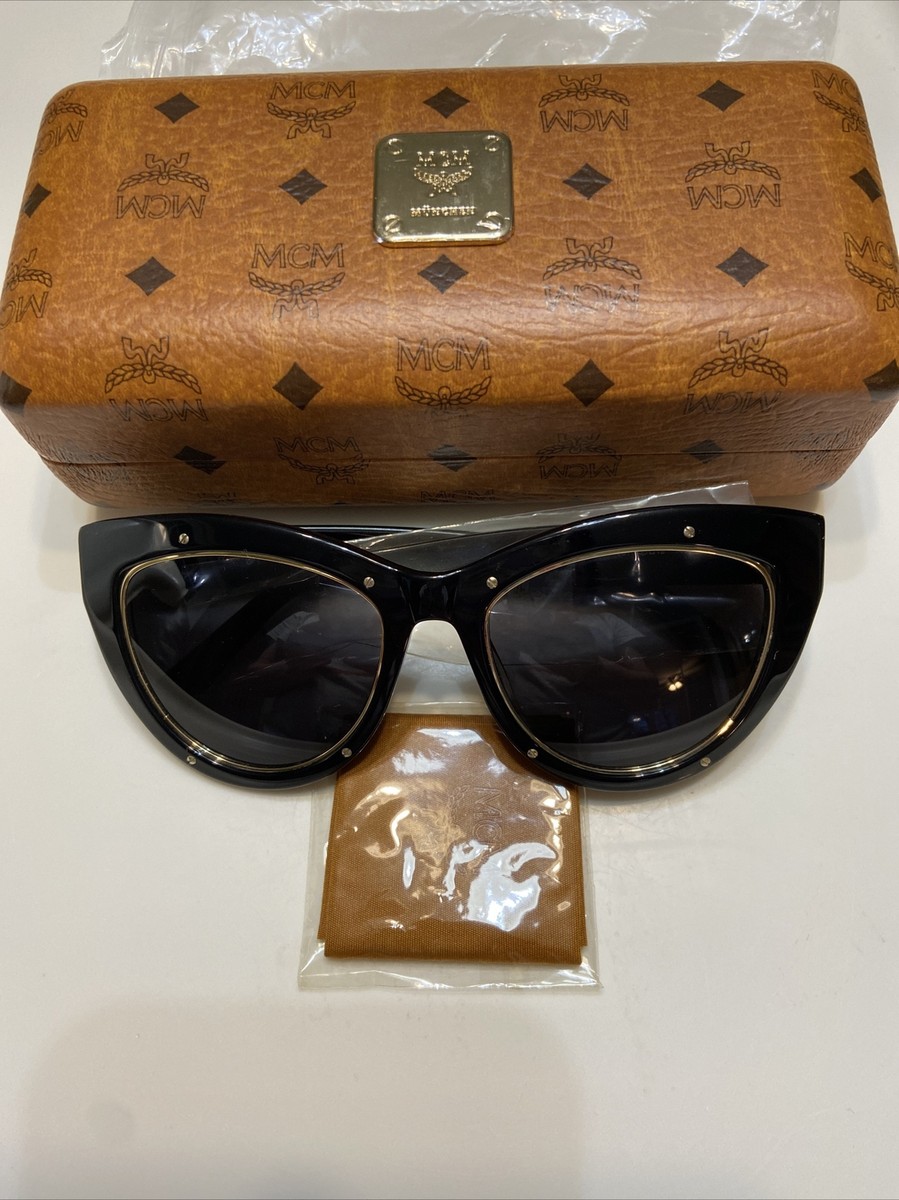 MCM MCM603SA Cat Eye Havana Metal Trim Sunglasses $340 MADE IN